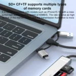 USB / Type-C / 8 Pin to CF / TF / SD Card Reader, 3.5mm HUB Adapter 6 in 1 Docking Station - Image 5