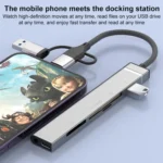 USB / Type-C / 8 Pin to CF / TF / SD Card Reader, 3.5mm HUB Adapter 6 in 1 Docking Station - Image 7