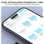 USB / Type-C / 8 Pin to CF / TF / SD Card Reader, 3.5mm HUB Adapter 6 in 1 Docking Station - Image 8