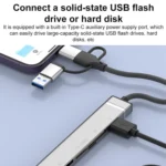 USB / Type-C / 8 Pin to CF / TF / SD Card Reader, 3.5mm HUB Adapter 6 in 1 Docking Station - Image 9