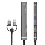 USB / Type-C / 8 Pin to TF / SD Card Reader, USB, Type-C HUB Adapter 5 in 1 Docking Station - Image 2