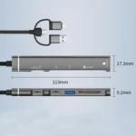 USB / Type-C / 8 Pin to TF / SD Card Reader, USB, Type-C HUB Adapter 5 in 1 Docking Station - Image 3