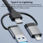 USB / Type-C / 8 Pin to TF / SD Card Reader, USB, Type-C HUB Adapter 5 in 1 Docking Station - Image 5