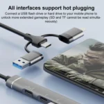 USB / Type-C / 8 Pin to TF / SD Card Reader, USB, Type-C HUB Adapter 5 in 1 Docking Station - Image 8