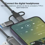 USB / Type-C / 8 Pin to TF / SD Card Reader, USB, Type-C HUB Adapter 5 in 1 Docking Station - Image 9