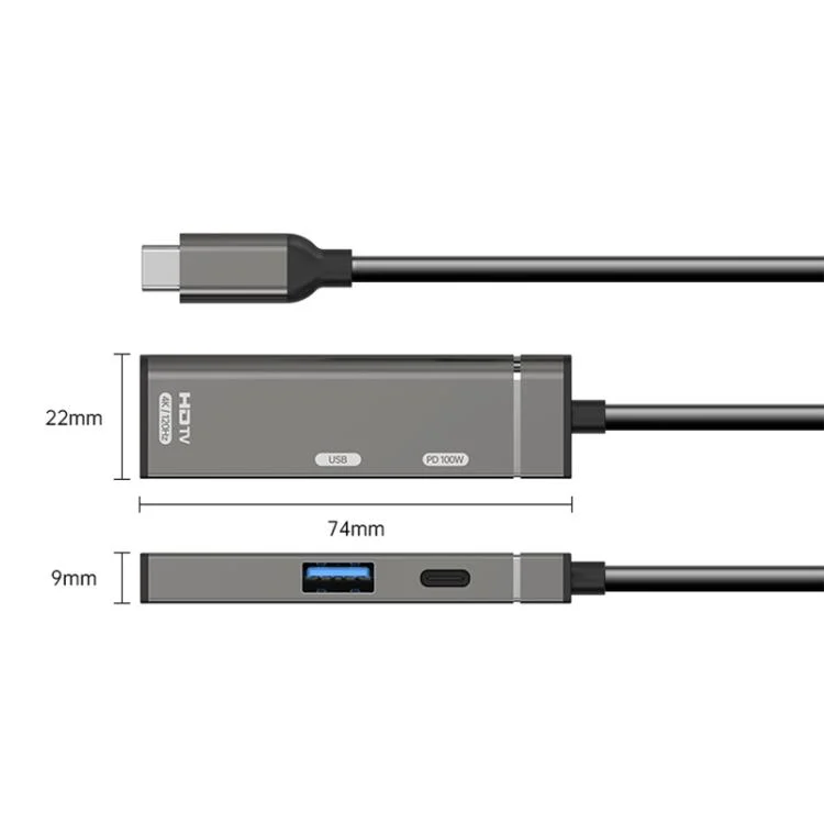 EDA008423601A_2.webp Type-C to Type-C, USB-A, HDMI HUB Docking Station - Image 3