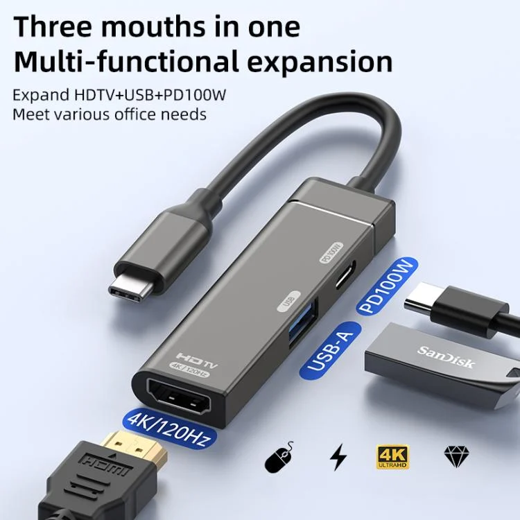 EDA008423601A_3.webp Type-C to Type-C, USB-A, HDMI HUB Docking Station - Image 4
