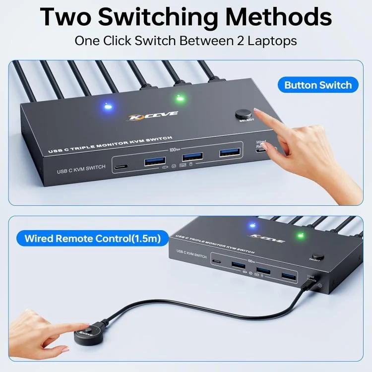 EDA0084650_4.webp KCEVE KC-KVM203TCC USB 3.2 Dual Monitor 4K 60Hz KVM Switch - Image 5