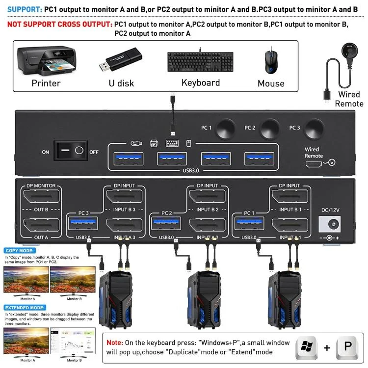 EDA008465301_4.webp KCEVE KC-KVM302DP USB 3.0 Dual Monitor 8K 30Hz KVM Switch - Image 5