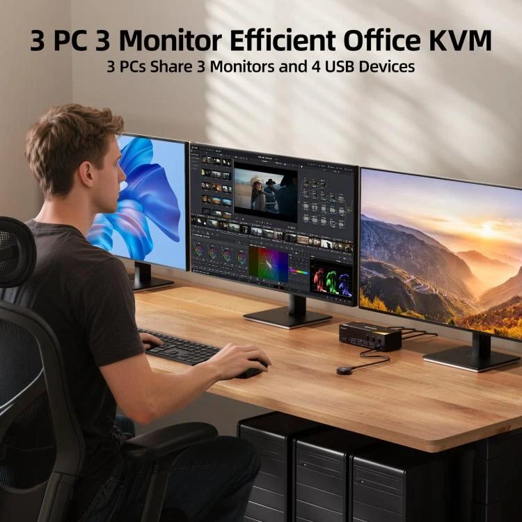EDA008465901_2.webp KCEVE KC-KVM303 USB 3.0 Dual Monitor 8K 60Hz KVM Switch - Image 3