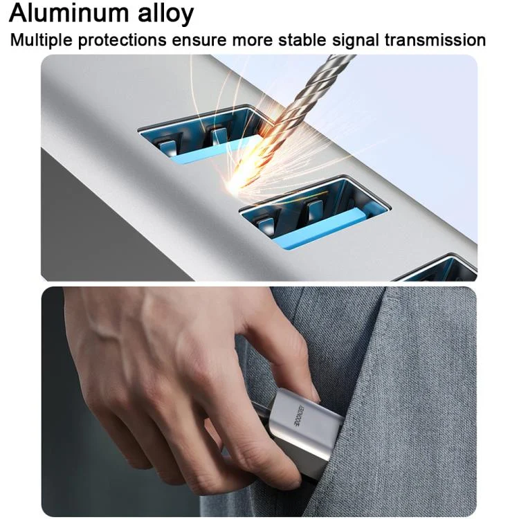 EDA008524401A_3.webp USB -C / Type-C Elbow to RJ45 and 3 x USB-A Aluminum Alloy Shell HUB Adapter Expander - Image 4