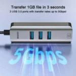 USB -C / Type-C Elbow to RJ45 and 3 x USB-A Aluminum Alloy Shell HUB Adapter Expander - Image 5