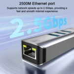 USB -C / Type-C Elbow to RJ45 and 3 x USB-A Aluminum Alloy Shell HUB Adapter Expander - Image 6