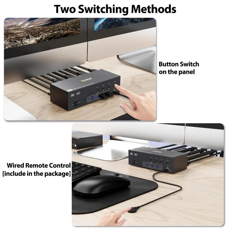 EDA0085877_B6.webp KCEVE KC-KVM403DH 4 IN 1 OUT DP/HD USB 3.0 4K 144Hz KVM Switch - Image 7