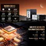 GMKtec EVO-X1 AI Mini PC, AMD Ryzen AI 9 HX 370, Radeon 890M, Oculink Port - Image 5