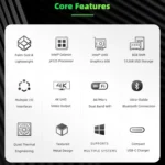 GMK NucBox Windows 10 System Mini PC, Intel Celeron J4125 Quad Core 64bit 14nm 2GHz-2.7GHz, Support WiFi & Bluetooth & RJ45, - Image 4