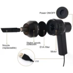 HK-6019A 3.5W Portable USB Powerful Suction Cleaner Computer Keyboard Brush Nozzle Dust Collector Handheld Sucker Clean Kit for Cleaning Laptop PC / Pets, USB Cable Length: 1.8m, DC 5V(Black) - Image 7