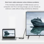 HDMI Male to HDMI Female Retractable Coiled Adapter Cable, Coiled Cable Stretches to 2.4m - Image 5