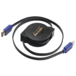 1.8m HDMI 1.4 (1080P) Gold Plated Connectors HDMI Male to HDMI Male Retractable Flat Cable - Image 3