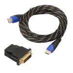 3m HDMI 1.4 Version 1080P Woven Net Line Blue Black Head HDMI Male to HDMI Male Audio Video Connector Adapter Cable with DVI Adapter Set - Image 2