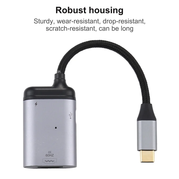 HDMI0197_3.webp 4K 60Hz USB-C / Type-C to HDMI + PD Data Sync Adapter Cable - Image 4