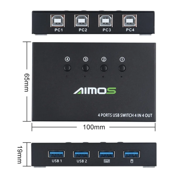 HDMI0200_1.webp AIMOS AM-KM404K USB2.0 4 In 4 Out Switcher - Image 2