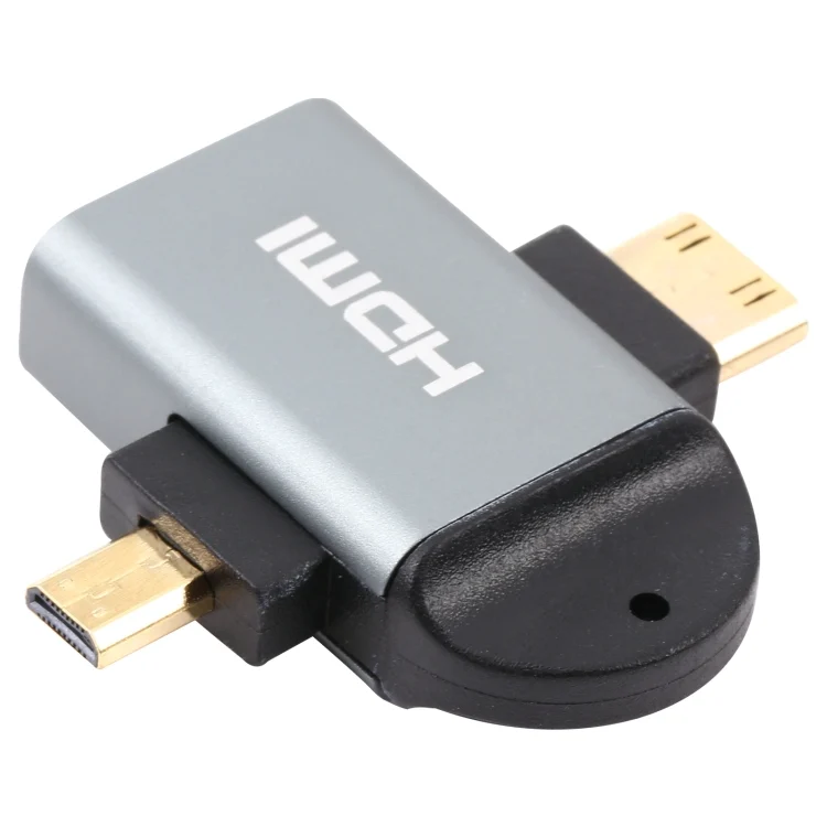 HDMI0202_2.webp 2 in 1 Mini HDMI Male + Micro HDMI Male to HDMI Female Gold-plated Head Adapter - Image 3