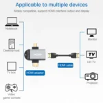 2 in 1 Mini HDMI Male + Micro HDMI Male to HDMI Female Gold-plated Head Adapter - Image 4