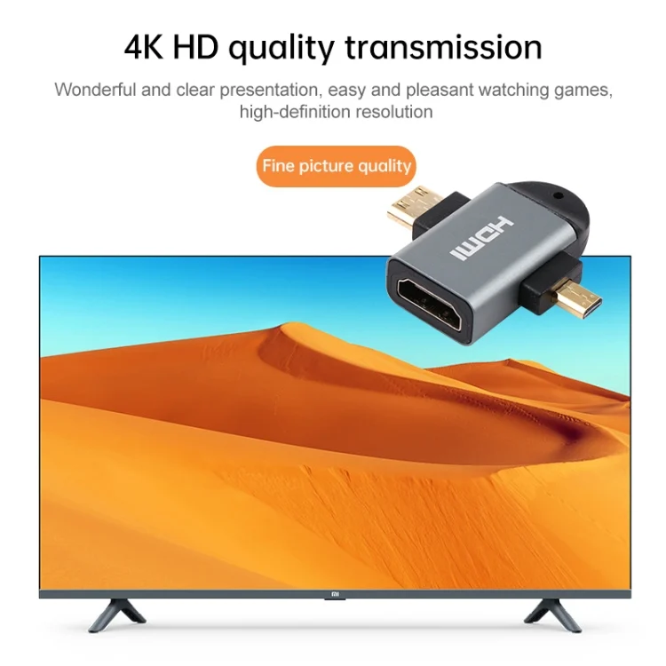 HDMI0202_4.webp 2 in 1 Mini HDMI Male + Micro HDMI Male to HDMI Female Gold-plated Head Adapter - Image 5