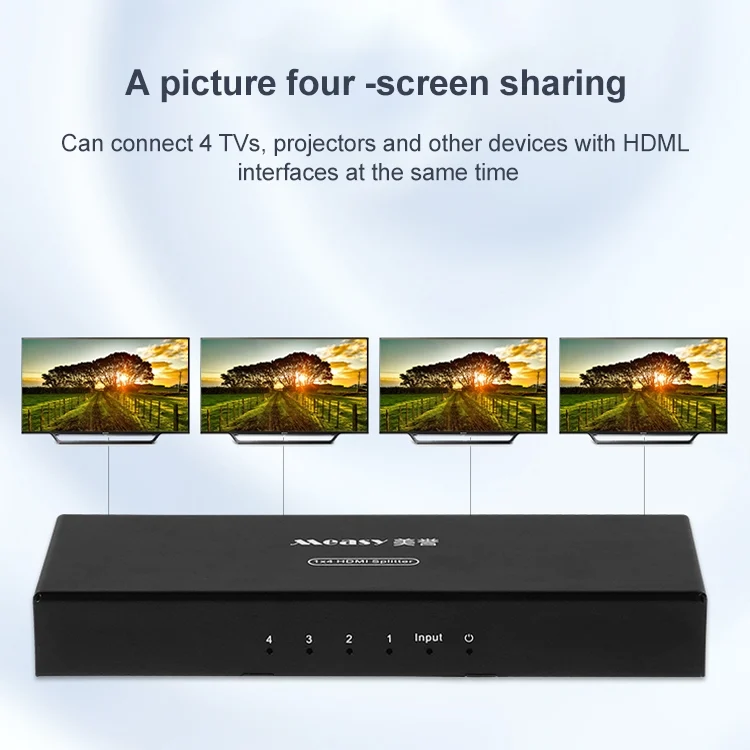 HDMI0222_2.webp Measy SPH104 1 to 4 4K HDMI 1080P Simultaneous Display Splitter, US Plug - Image 3