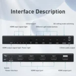 Measy MV4341 4K 30Hz 4 In 1 Out HDMI Quad Screen Splitter, Plug Type: US Plug - Image 5