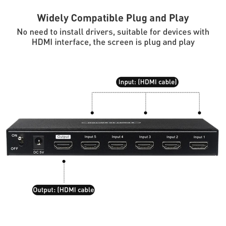 HDMI0234B_6.webp Measy SWH4651 4K 60Hz 5 In 1 Out HDMI Converter Switcher, Plug Type: EU Plug - Image 7