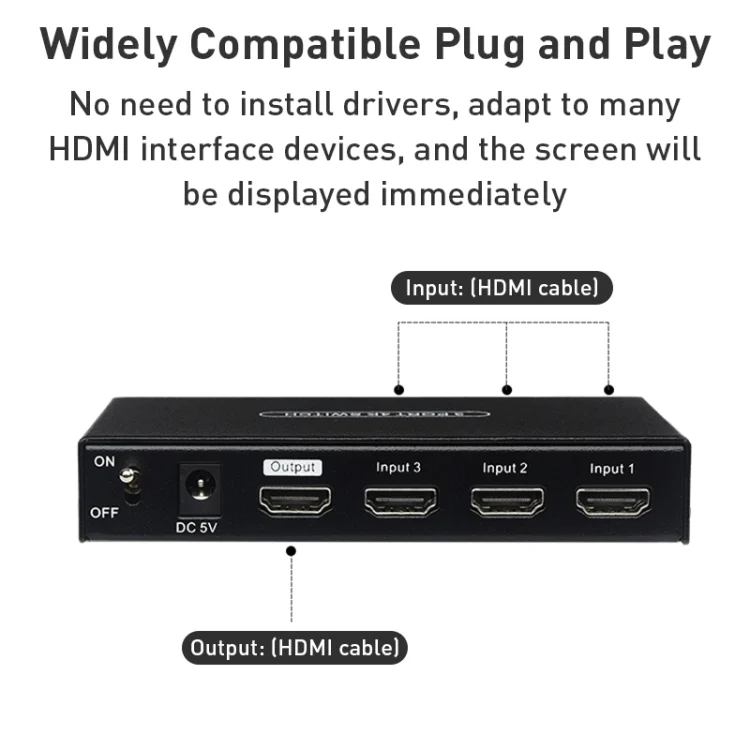 HDMI0237B_6.webp Measy SWH4631 4K 60Hz 3 In 1 Out HDMI Converter Switcher, Plug Type: EU Plug - Image 7