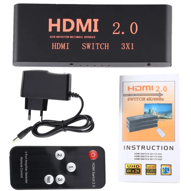 HDMI1152_7.webp 3X1 4K/60Hz HDMI 2.0 Switch with Remote Control, EU Plug - Image 8
