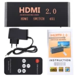 4X1 4K/60Hz HDMI 2.0 Switch with Remote Control, EU Plug - Image 8