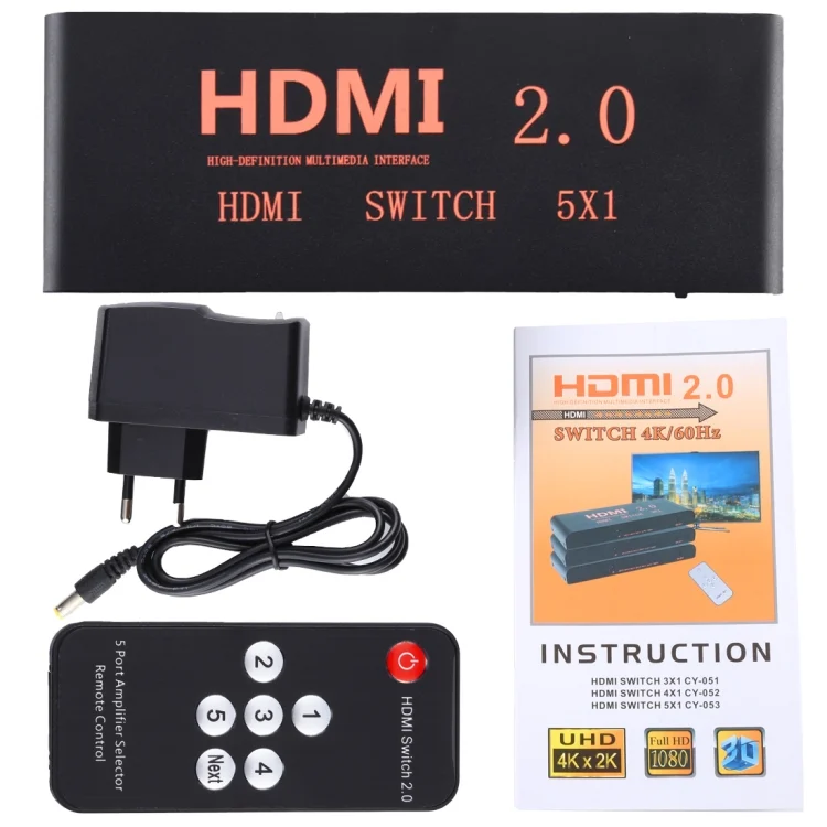 HDMI1154_7.webp 5X1 4K/60Hz HDMI 2.0 Switch with Remote Control, EU Plug - Image 8
