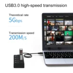 Onten 5301 USB 3.0 Male to 4 USB 2.0 Female Splitter Extender with Independent Switch - Image 4