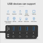 Onten 5301 USB 3.0 Male to 4 USB 2.0 Female Splitter Extender with Independent Switch - Image 6