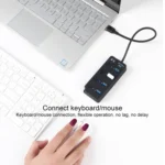 Onten 5301 USB 3.0 Male to 4 USB 2.0 Female Splitter Extender with Independent Switch - Image 8