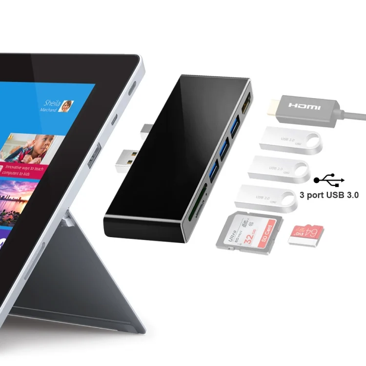 HDMI6600B_3.webp ROCKETEK SK-S4H 3 x USB 3.0 + HDMI + SD / TF Memory Card Reader HUB 4K HDMI Adapter - Image 4