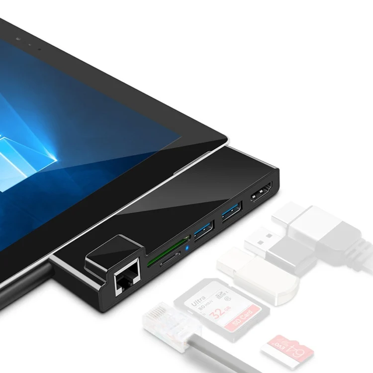 HDMI6601B.webp ROCKETEK SK-S4HL RJ45 + 2 x USB 3.0 + HDMI + SD / TF Memory Card Reader HUB 4K HDMI Adapter - Image 1