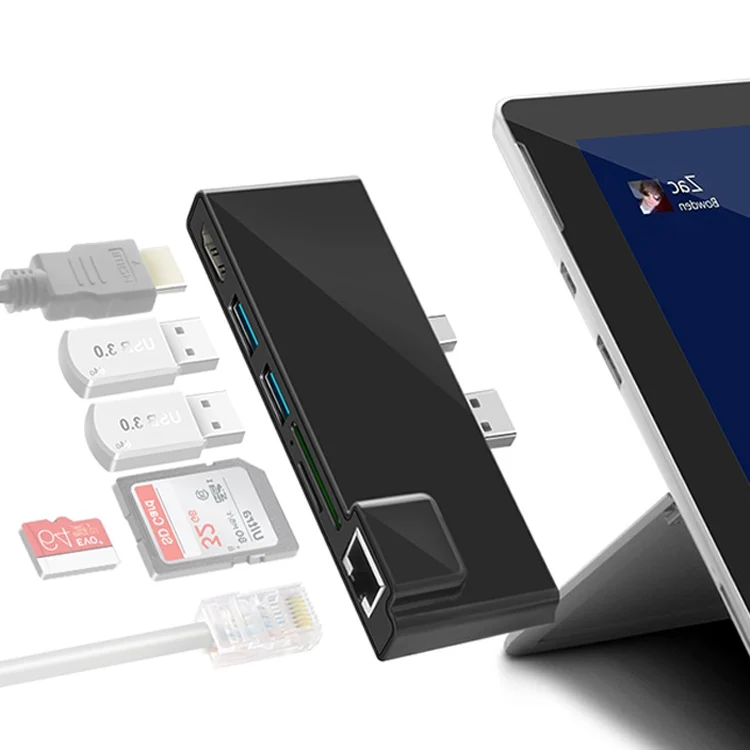 ROCKETEK SK-S5HL RJ45 + 2 x USB 3.0 + HDMI + SD / TF Memory Card Reader HUB 4K HDMI Adapter