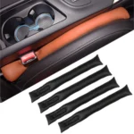 4 PCS Car Styling Accessories Seat Gap Filler Leather Pad Spacer Protective Softer Bar Slot Plug Car Gap Filler(Black)