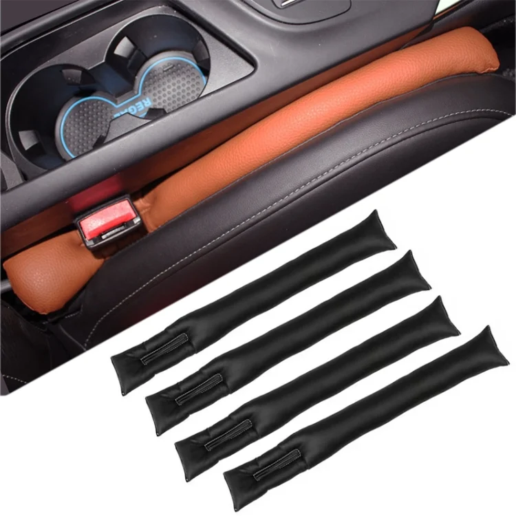 4 PCS Car Styling Accessories Seat Gap Filler Leather Pad Spacer Protective Softer Bar Slot Plug Car Gap Filler(Black)