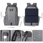 HAWEEL 14W Foldable Removable Solar Power Outdoor Portable Canvas Dual Shoulders Laptop Backpack, USB Output: 5V 2.1A Max - Image 3