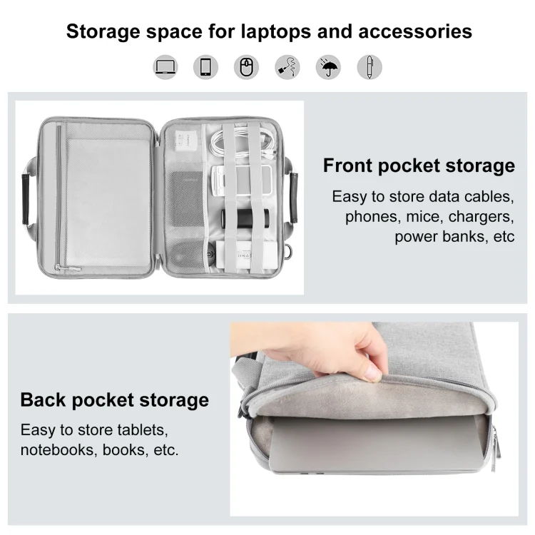 HWL2168H_6.webp HAWEEL 13.0 inch-14.0 inch Briefcase Crossbody Laptop Bag For Macbook, Lenovo Thinkpad, ASUS, HP - Image 8