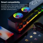 SOAIY SH39 Upgraded Edition Mechanical Button + Mirror Display + Clock Alarm + Big Speaker Desktop Home Gaming Bluetooth Speaker - Image 5
