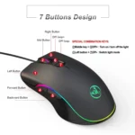 HXSJ A867 USB 6400DPI Four-speed Adjustable RGB Illuminate Wired E-sport Gaming Mouse, Length: 1.5m - Image 6