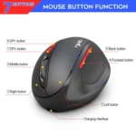 HXSJ T31 2.4GHz 2400DPI Three-speed Adjustable 7-keys Rechargeable Vertical Wireless Optical Mouse - Image 6