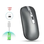 HXSJ M30 Rechargeable Wireless Mouse Metal Wheel Mute 2.4G Office Mouse 500 mAh Built-in Battery